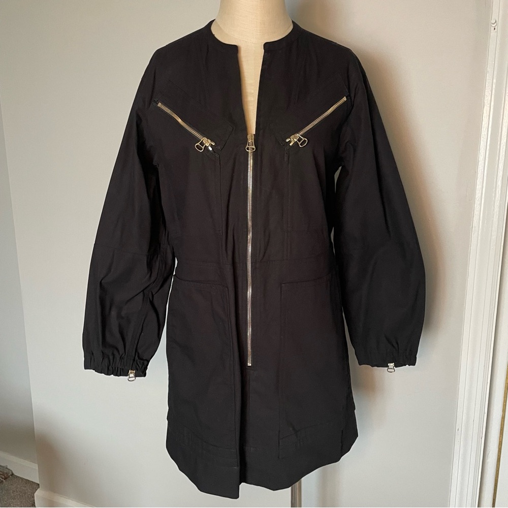 Isabel Marant black long sleeve dress with gold zippers size 38